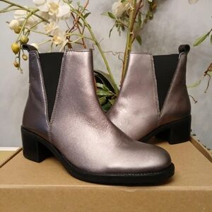 Dune London Shimmering Silver Ankle Boots